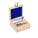 E1 set of weights, 1 g - 100 g stainless steel,  in wooden box
